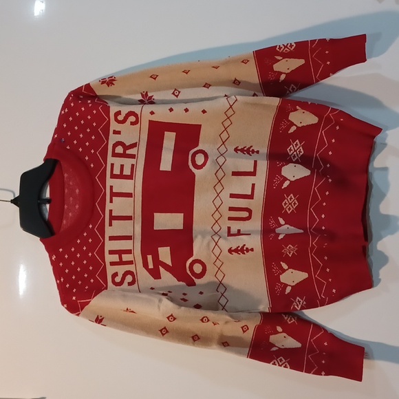 Shi#er's Full NNT Sm Uni Ivory & Red Graphic Sweater (Nat'l Lampoon Vacay Movie) - Picture 1 of 7